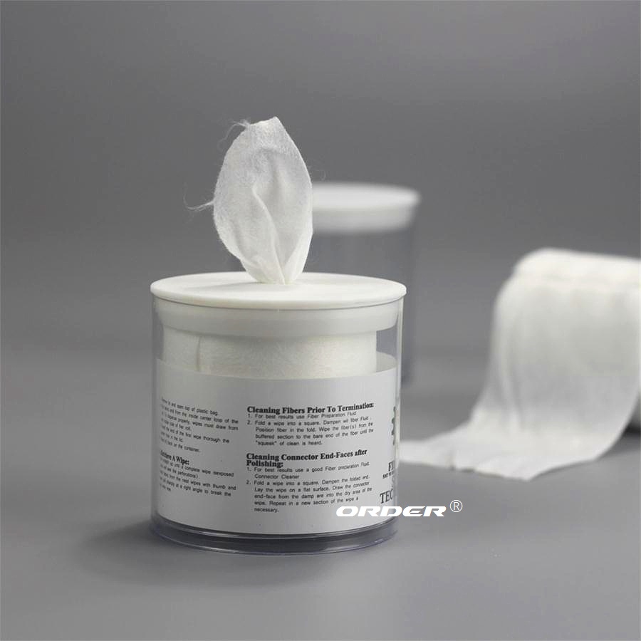 High quality Fiber Optic Centre-pull perforated roll lint-free In mini-tub dry cleaning nonwoven wipers