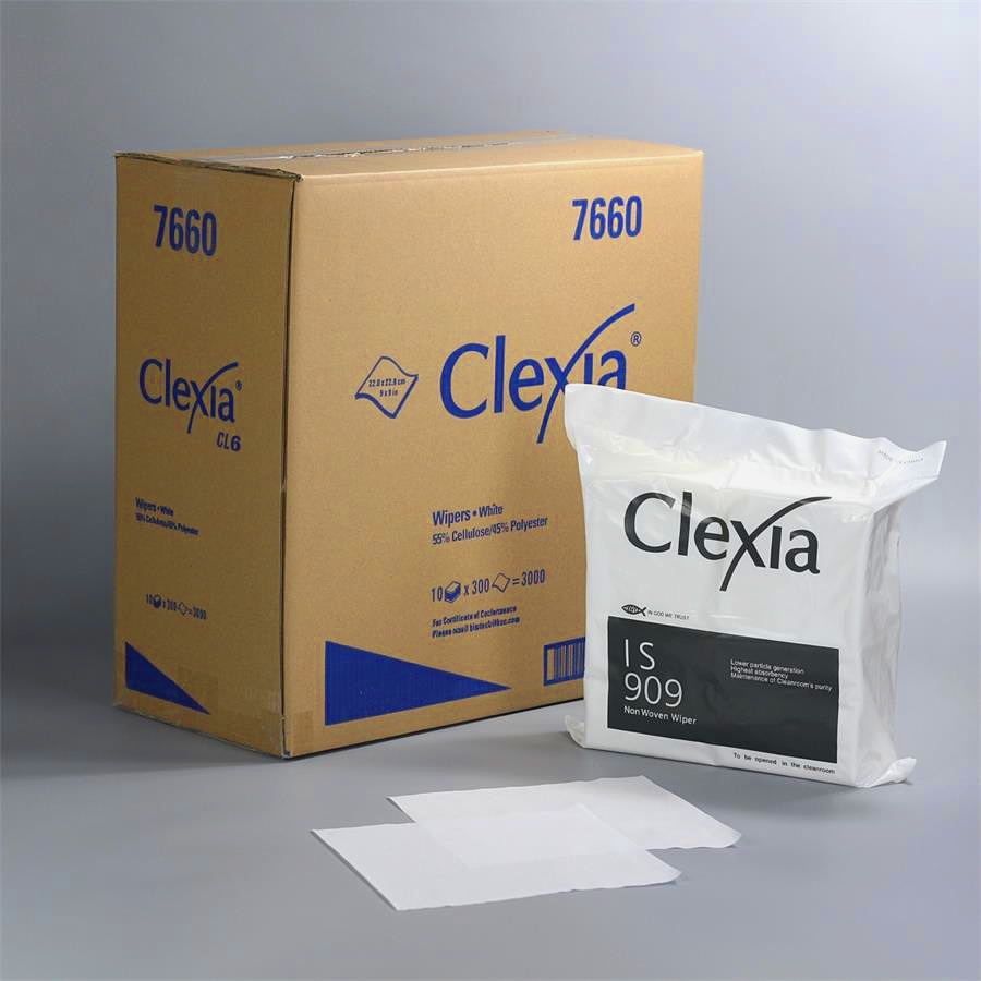 Clexia®IS909 low lint cleanroom cellulose/polyester non-woven dust-free cleaning wipers