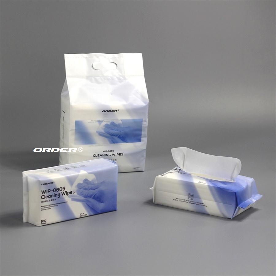 55% Cellulose 45% PET Pup-up bag Cleanroom Nonwoven Surface Cleaning Wipes