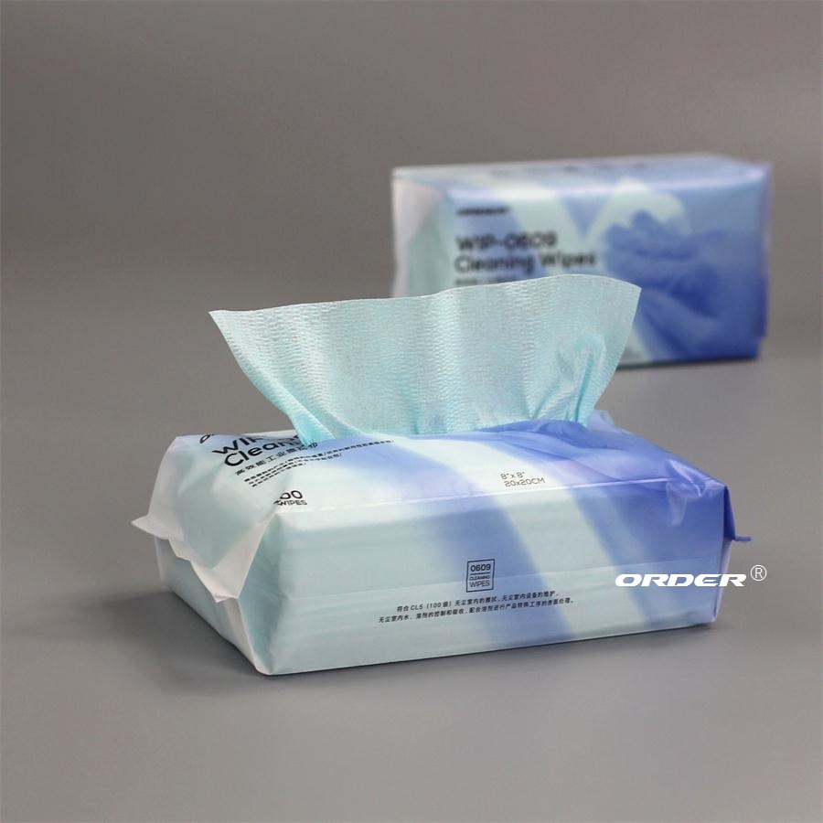 Turquoise embossed surface non-woven cellulose polyester industrial wiping wipes