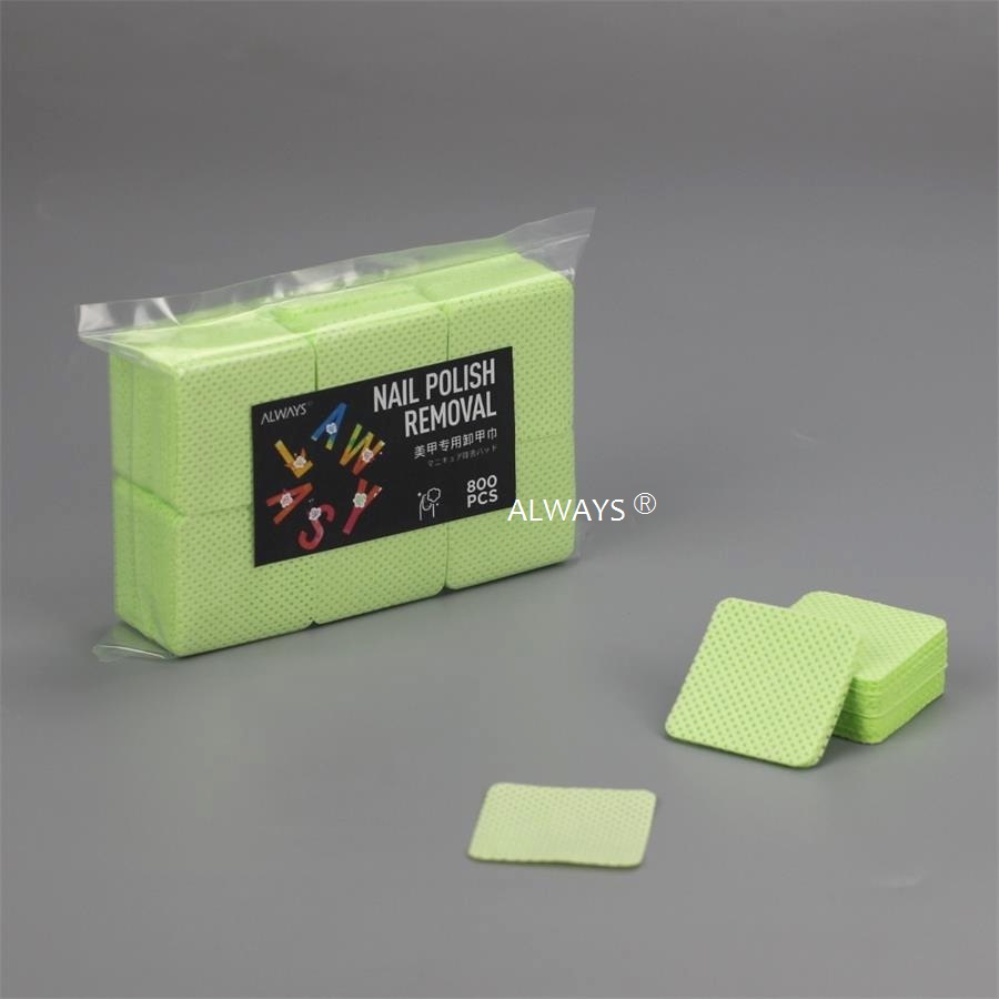 Beauty Salon 5cm x 5cm light green Meltblown PP cleaner make-up cotton nail gel polish remover cleaning wipes