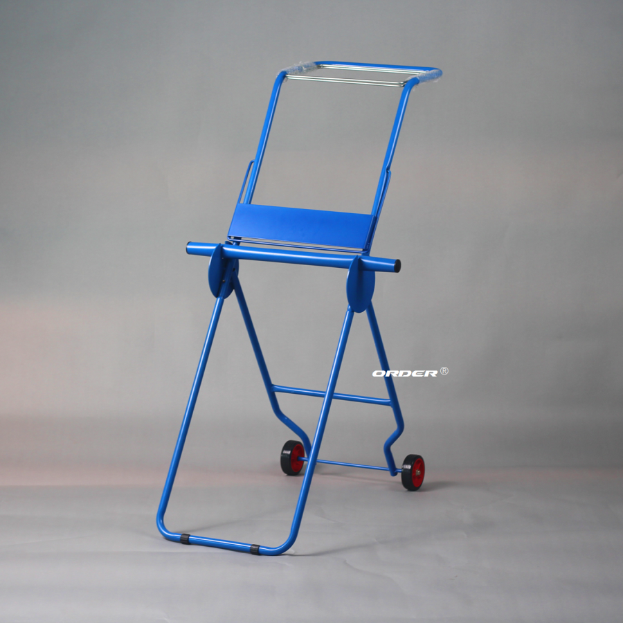 Mobile floor standing large roll towel dispenser trash bag application