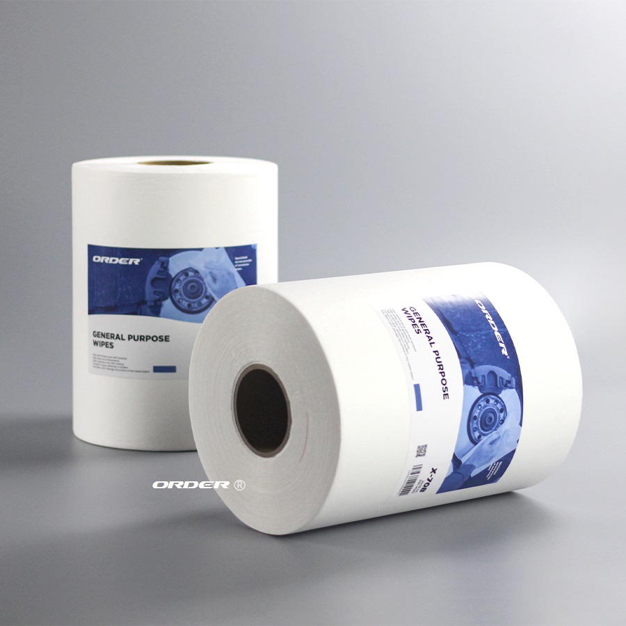 White M-60 White Jumbo Perforated Roll Lint Free Spunlace Nonwoven Cleaning Wipes