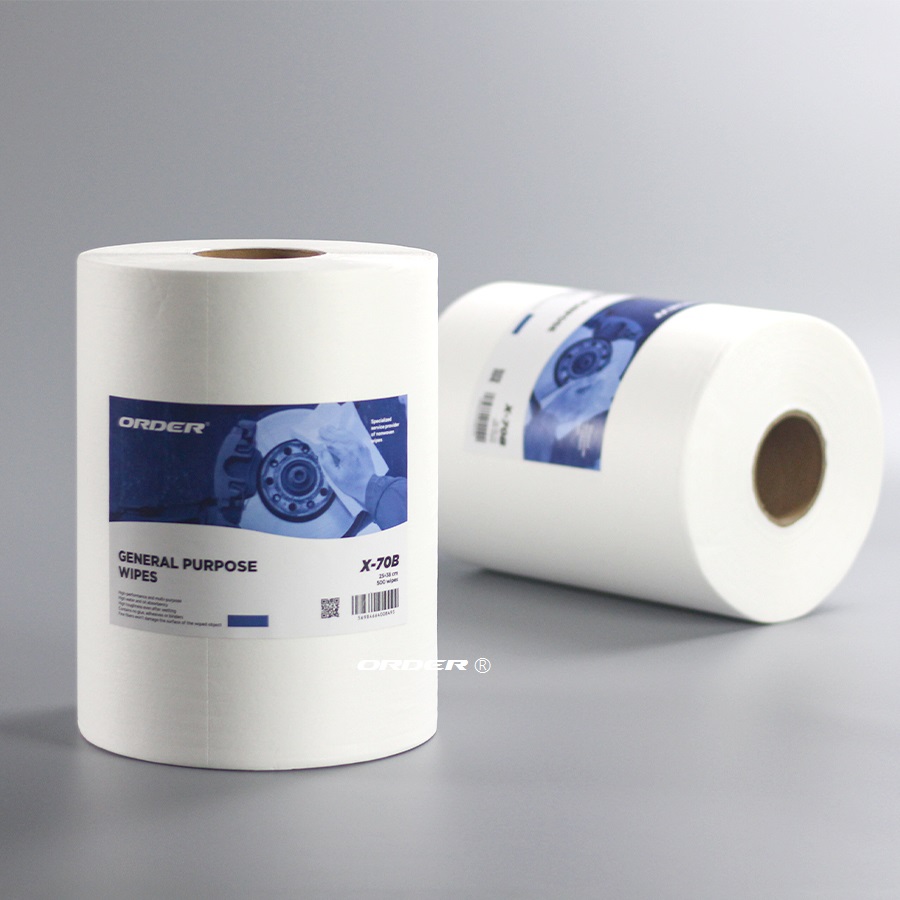 White M-60 White Jumbo Perforated Roll Lint Free Spunlace Nonwoven Cleaning Wipes