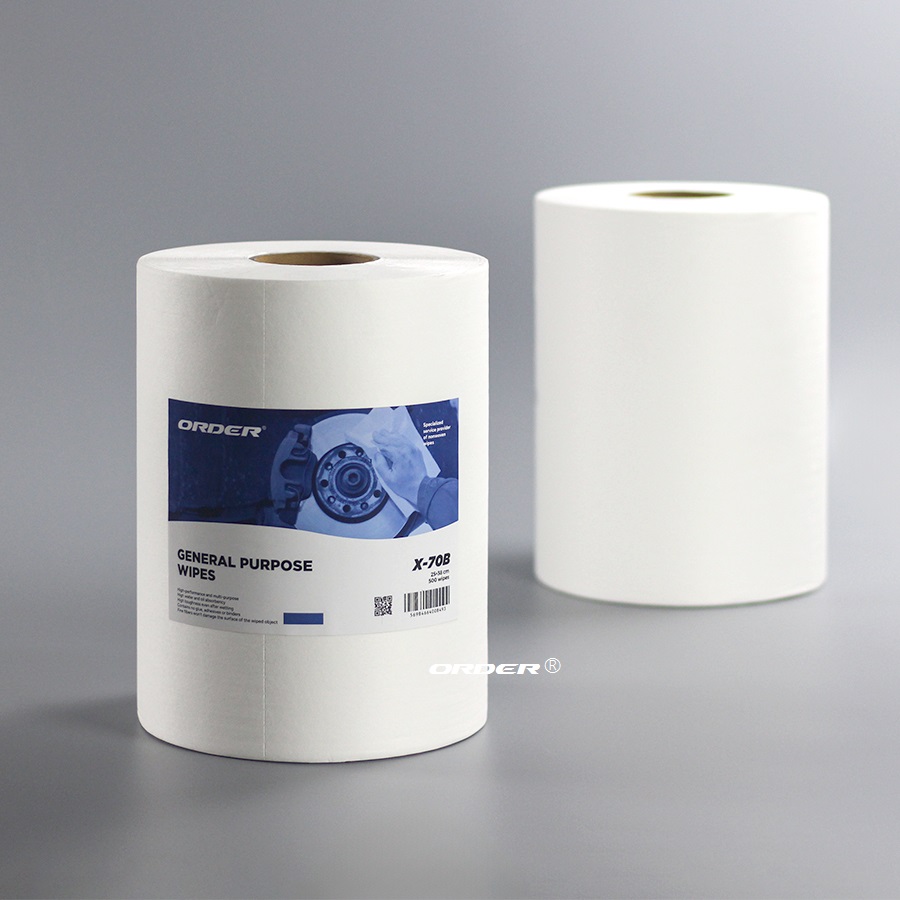 White M-60 White Jumbo Perforated Roll Lint Free Spunlace Nonwoven Cleaning Wipes