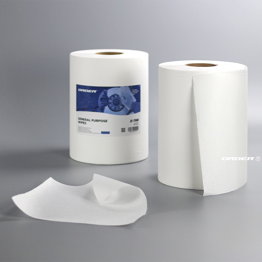 White M-60 White Jumbo Perforated Roll Lint Free Spunlace Nonwoven Cleaning Wipes