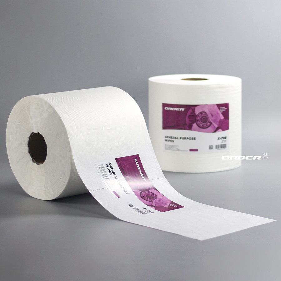 White Jumbo Perforated Roll Nonwoven Industrial Medium-duty General Cleaning Wipers
