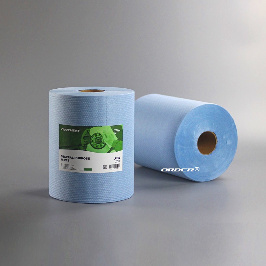 Blue perforated jumbo roll cellulose pp industrial cleaning nonwoven cloths