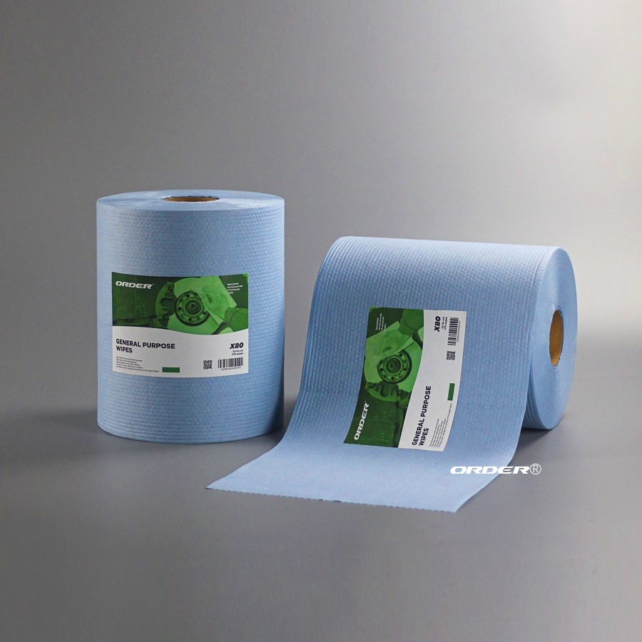 Blue perforated jumbo roll cellulose pp industrial cleaning nonwoven cloths