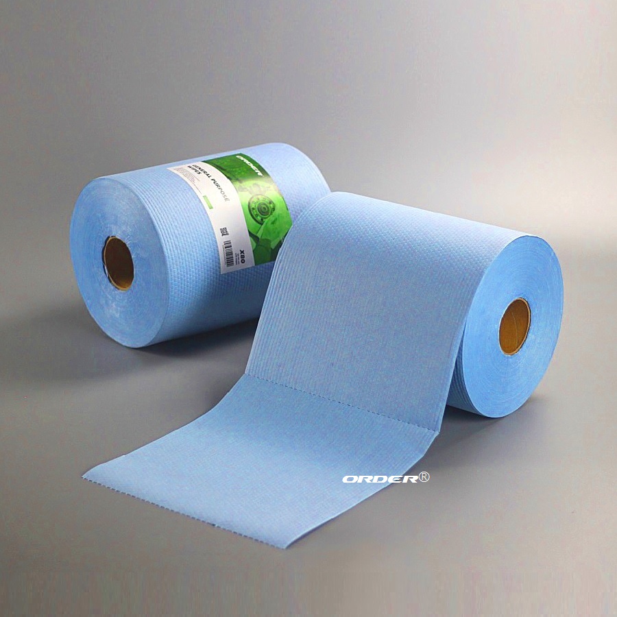 Blue perforated jumbo roll cellulose pp industrial cleaning nonwoven cloths