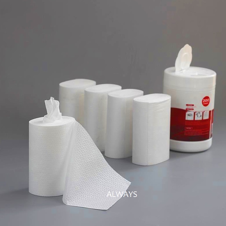 Pull-Out Sterile Spunlace Nonwoven Dry Nonwoven Wipes Roll in PP Canister Tub Barrel Applied to Clean Surgical Room