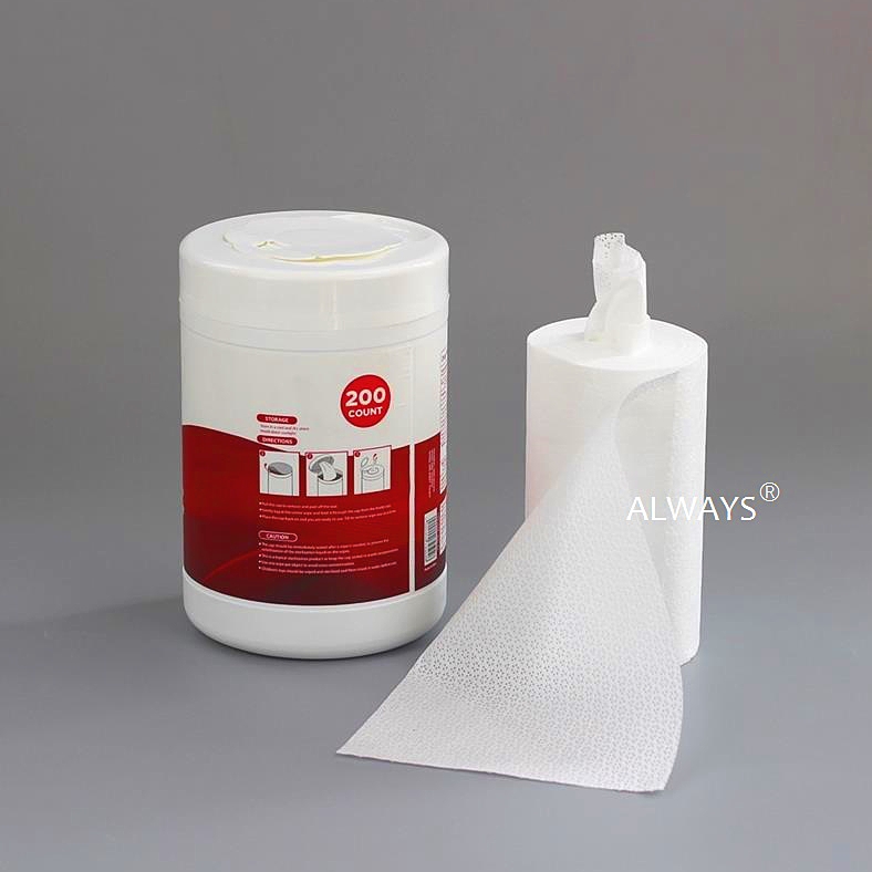 Pull-Out Sterile Spunlace Nonwoven Dry Nonwoven Wipes Roll in PP Canister Tub Barrel Applied to Clean Surgical Room