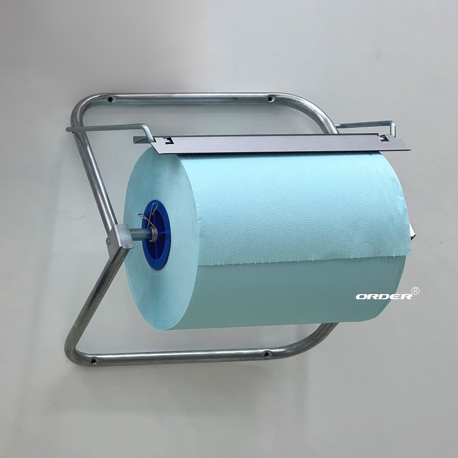 ORDER®Galvanized Steel Wall Stand wipes Roll Holder For Workshop Jumbo Rolls Wiping cloths Dispensers