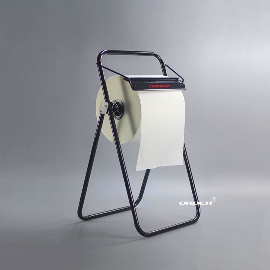 ORDER®Wholesale Durable Custom Economy metal Mobile Floor Standing Painted Steel wipes roll Dispensers for workshop