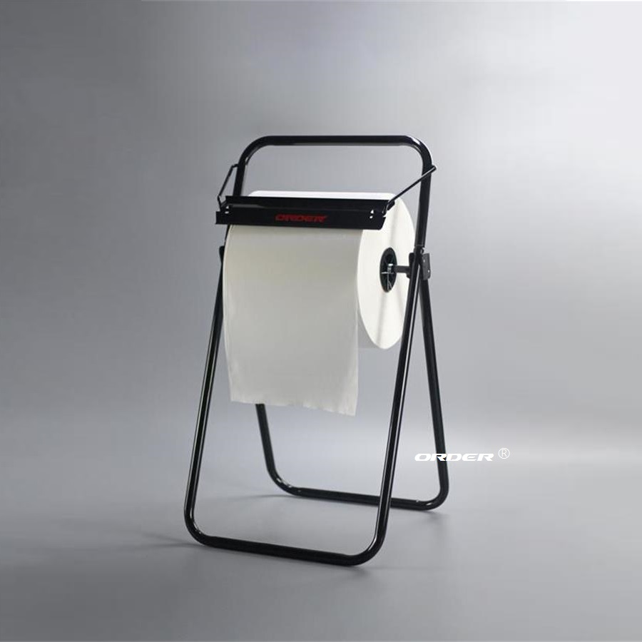 ORDER®Wholesale Durable Custom Economy metal Mobile Floor Standing Painted Steel wipes roll Dispensers for workshop